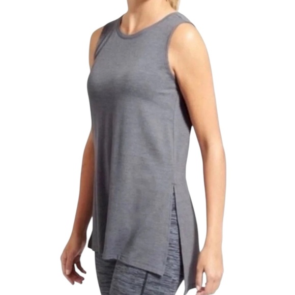 Athleta Tops - Athleta side split tank heather gray sz M